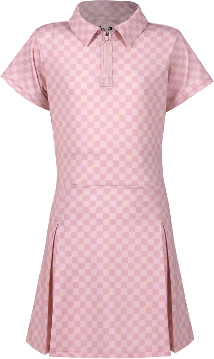 Turtles & Tees Junior Girls Keely Short Sleeve Golf Dress - Pink, Size: Large (10/12)