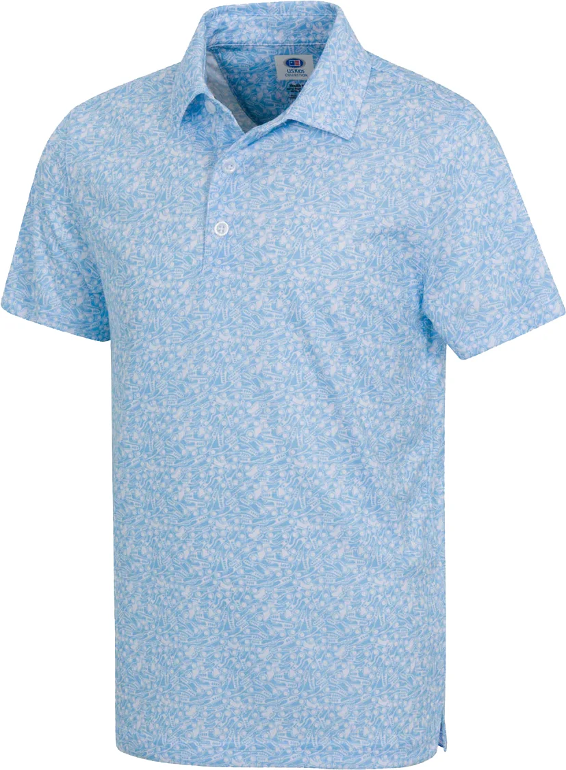 U.S. Kids Junior Fairway Finder Golf Polo - Blue, Size: Large