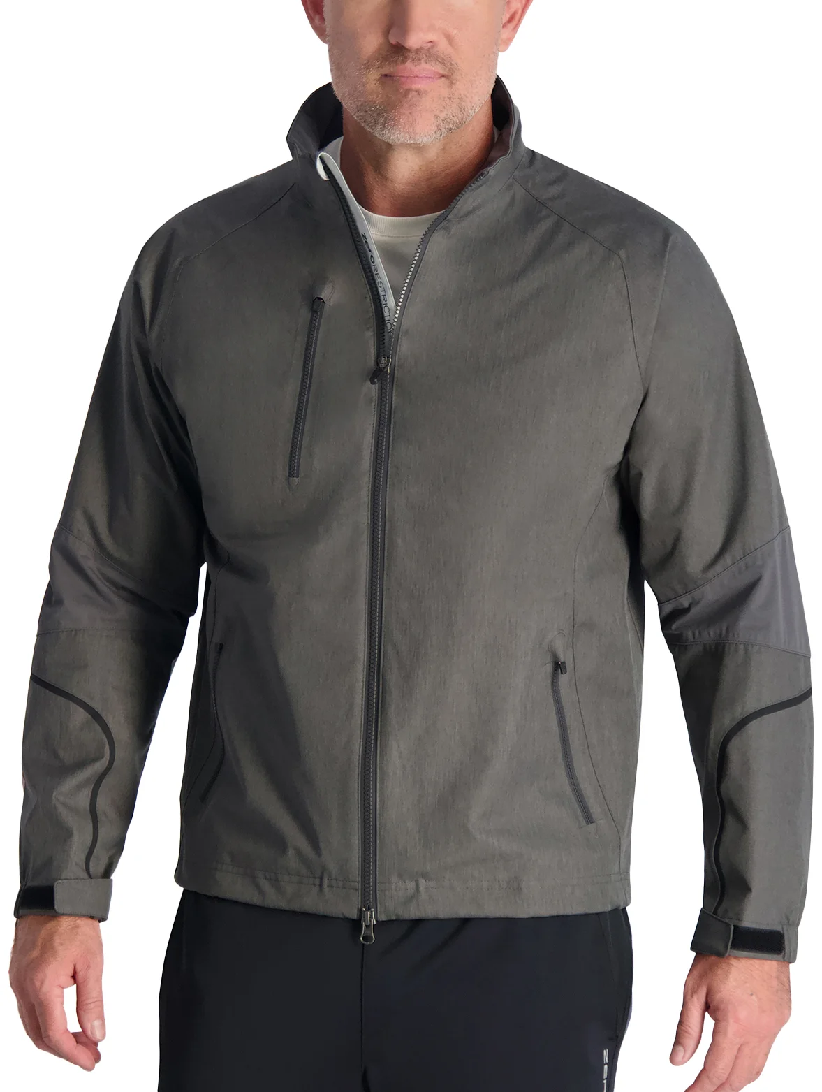 Zero Restriction Power Torque Full Zip Mens Golf Rain Jacket - Grey, Size: Large