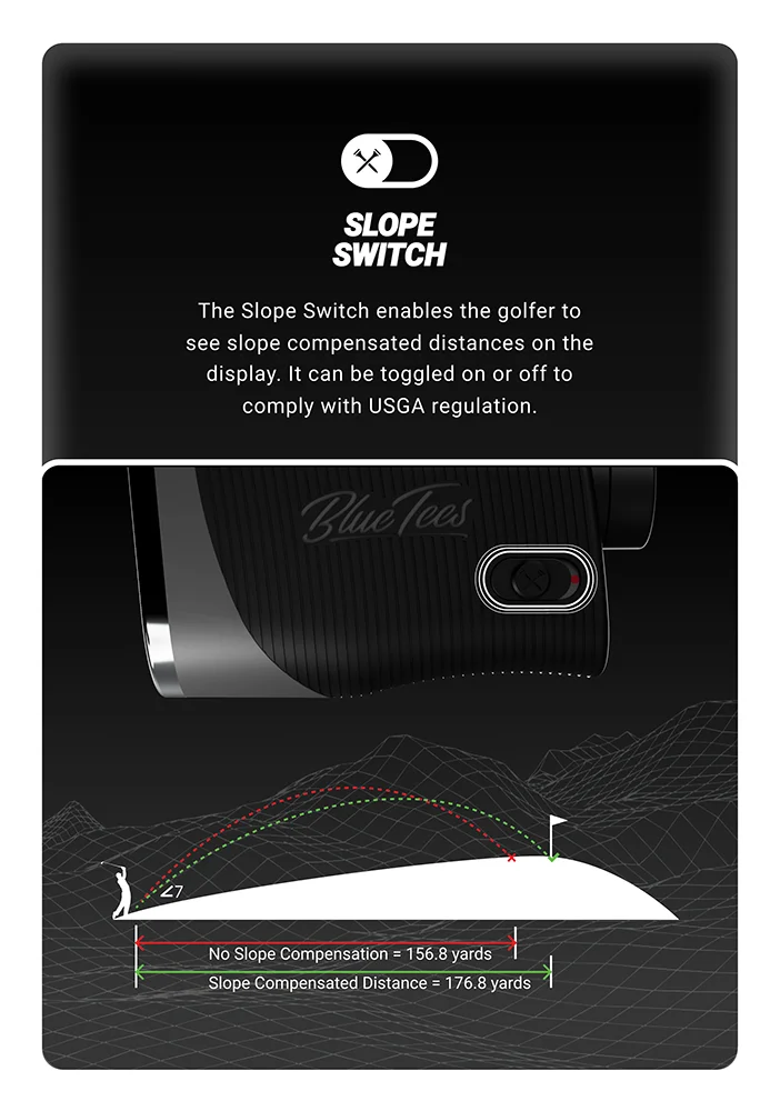 Blue Tees Series 3 Max+ Golf Rangefinder Slope Switch